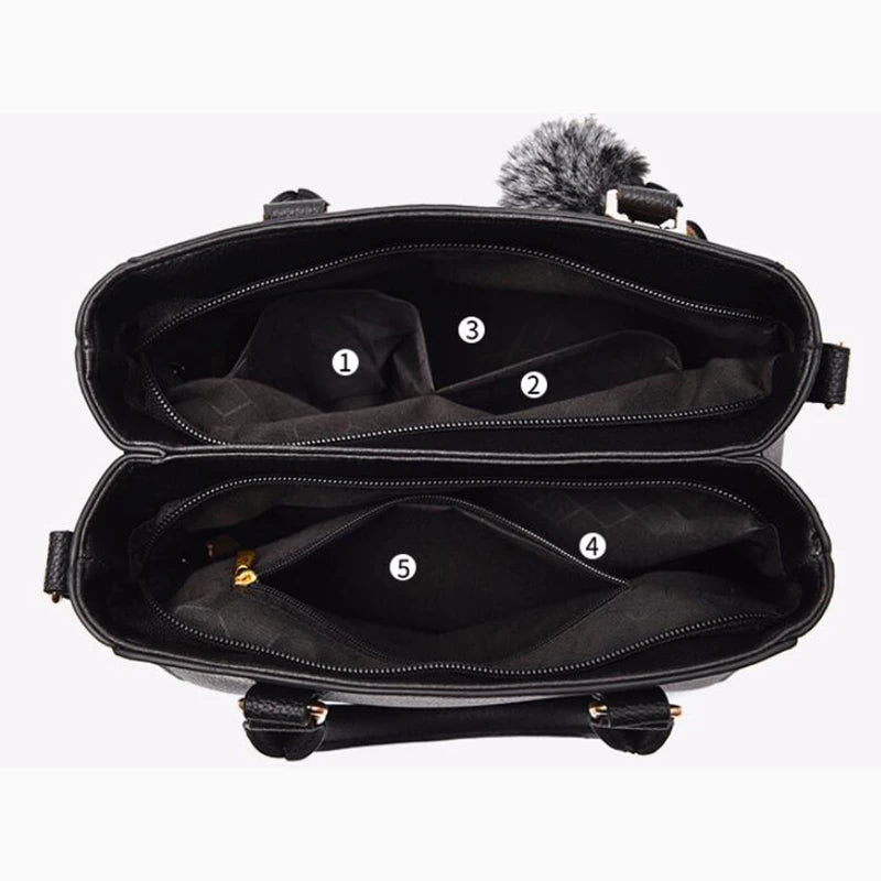 Sacs messager brodés pour femmes, sacs à main en cuir, sacs pour femmes, sac à main pour dames, sac à main en boule de poils