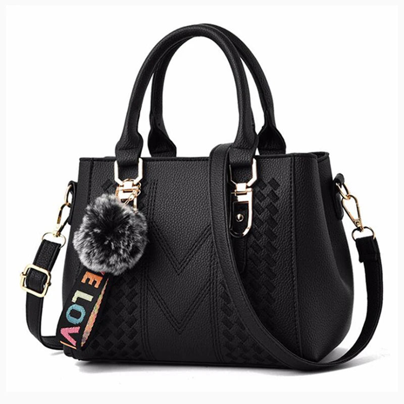 Sacs messager brodés pour femmes, sacs à main en cuir, sacs pour femmes, sac à main pour dames, sac à main en boule de poils