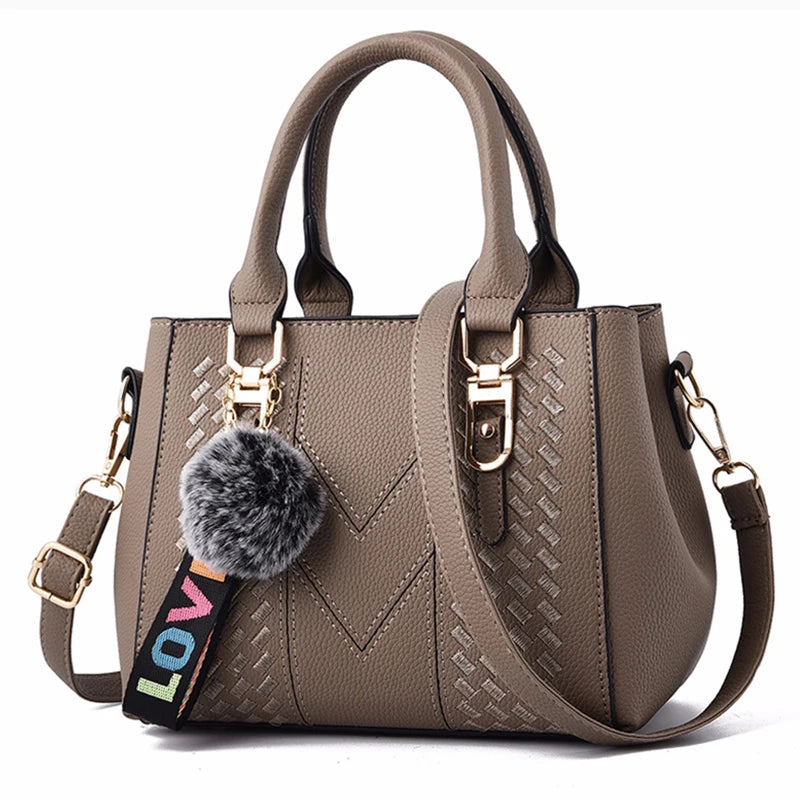Sacs messager brodés pour femmes, sacs à main en cuir, sacs pour femmes, sac à main pour dames, sac à main en boule de poils