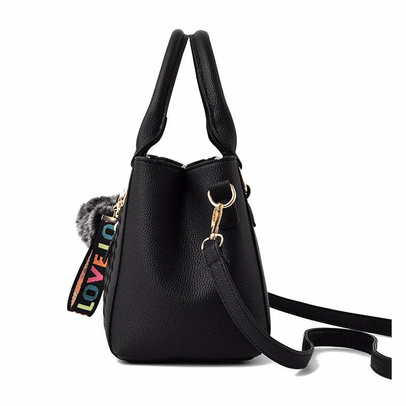 Sacs messager brodés pour femmes, sacs à main en cuir, sacs pour femmes, sac à main pour dames, sac à main en boule de poils