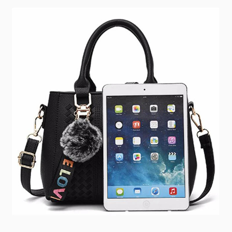 Sacs messager brodés pour femmes, sacs à main en cuir, sacs pour femmes, sac à main pour dames, sac à main en boule de poils