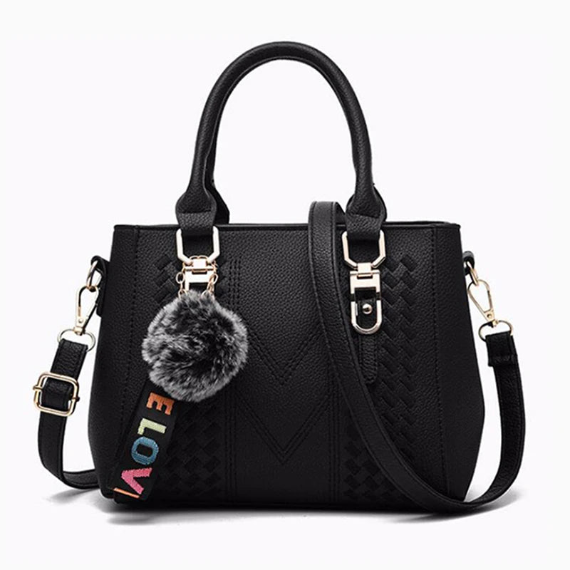 Sacs messager brodés pour femmes, sacs à main en cuir, sacs pour femmes, sac à main pour dames, sac à main en boule de poils