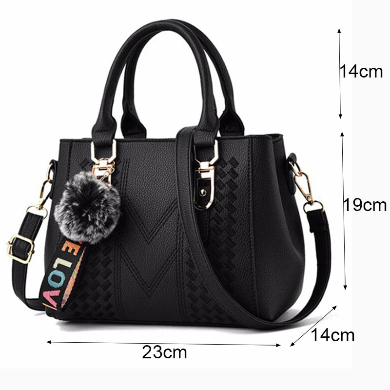 Sacs messager brodés pour femmes, sacs à main en cuir, sacs pour femmes, sac à main pour dames, sac à main en boule de poils