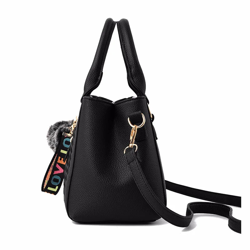 Sacs messager brodés pour femmes, sacs à main en cuir, sacs pour femmes, sac à main pour dames, sac à main en boule de poils