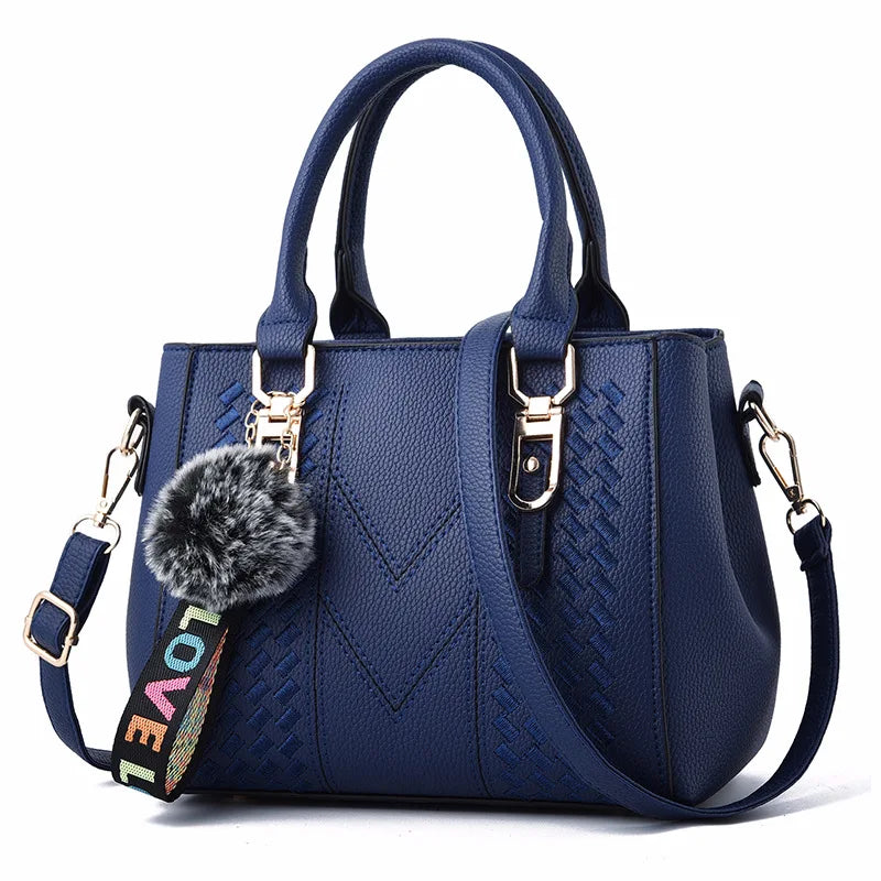 Sacs messager brodés pour femmes, sacs à main en cuir, sacs pour femmes, sac à main pour dames, sac à main en boule de poils