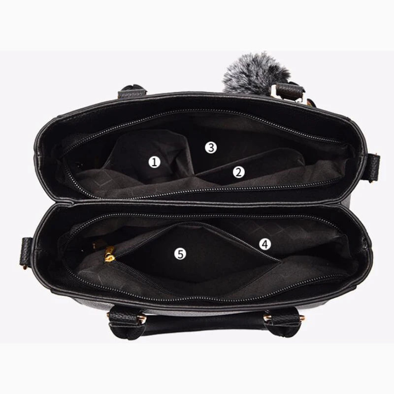 Sacs messager brodés pour femmes, sacs à main en cuir, sacs pour femmes, sac à main pour dames, sac à main en boule de poils