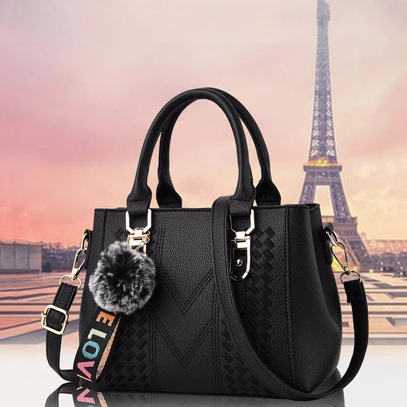 Sacs messager brodés pour femmes, sacs à main en cuir, sacs pour femmes, sac à main pour dames, sac à main en boule de poils