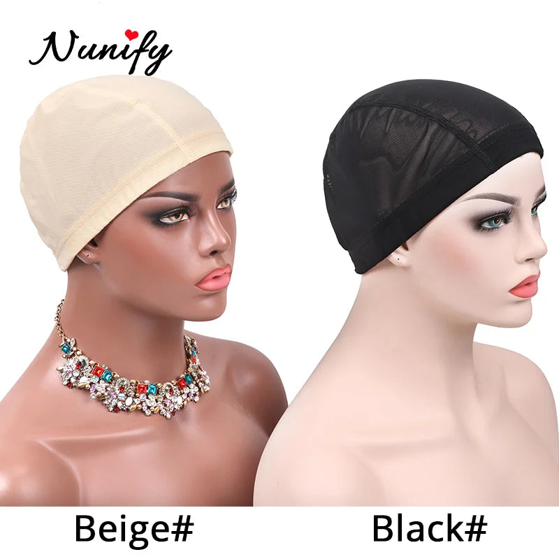 Nunify Lot de 6 filets à cheveux en maille sans colle pour perruques, bonnets de perruque bon marché pour la fabrication de perruques, filet en élasthanne, bonnet de perruque élastique en forme de dôme
