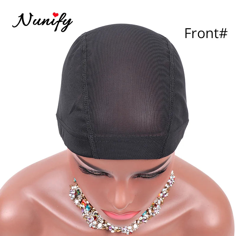 Nunify Lot de 6 filets à cheveux en maille sans colle pour perruques, bonnets de perruque bon marché pour la fabrication de perruques, filet en élasthanne, bonnet de perruque élastique en forme de dôme