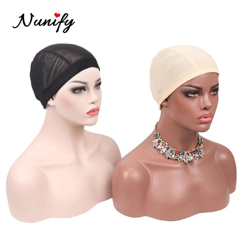 Nunify Lot de 6 filets à cheveux en maille sans colle pour perruques, bonnets de perruque bon marché pour la fabrication de perruques, filet en élasthanne, bonnet de perruque élastique en forme de dôme