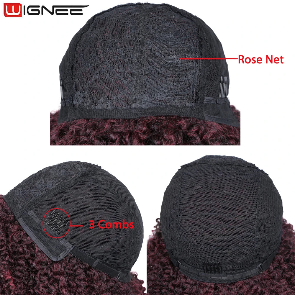 Perruque courte bouclée crépue avec raie sur le côté, cheveux synthétiques, perruques pour femmes, perruque bordeaux avec raie sur le côté, perruque noire