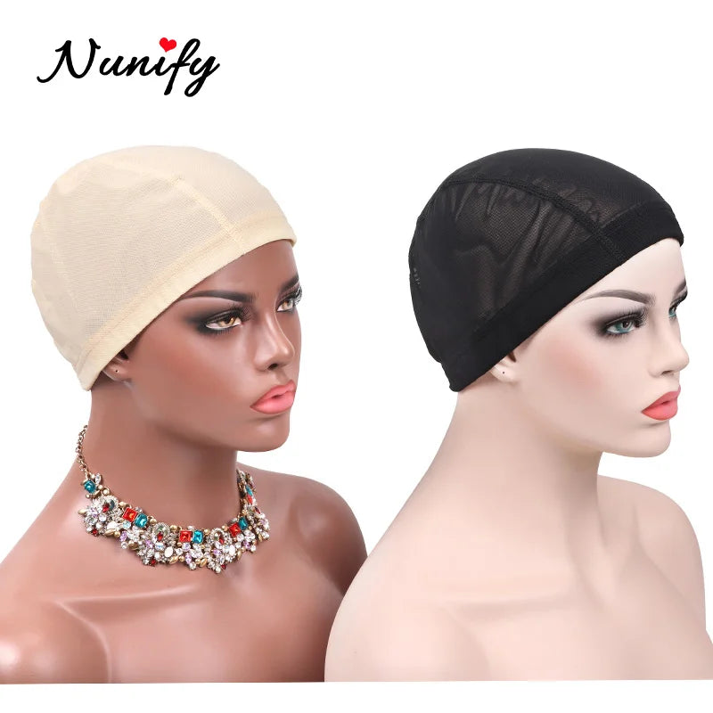Nunify Lot de 6 filets à cheveux en maille sans colle pour perruques, bonnets de perruque bon marché pour la fabrication de perruques, filet en élasthanne, bonnet de perruque élastique en forme de dôme