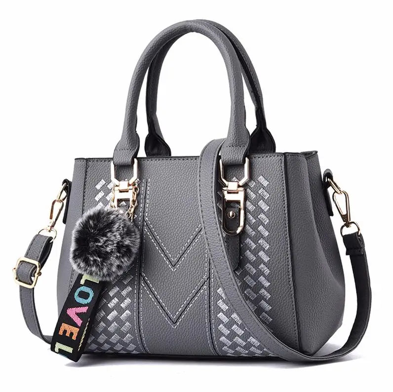 Sacs messager brodés pour femmes, sacs à main en cuir, sacs pour femmes, sac à main pour dames, sac à main en boule de poils