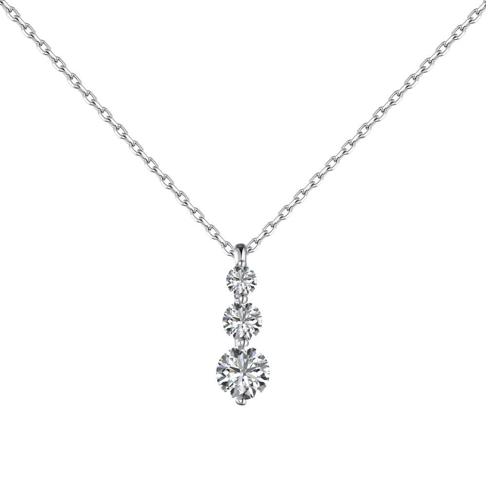 Ensemble collier et boucles d'oreilles en argent sterling S925 avec bague et zircon rond