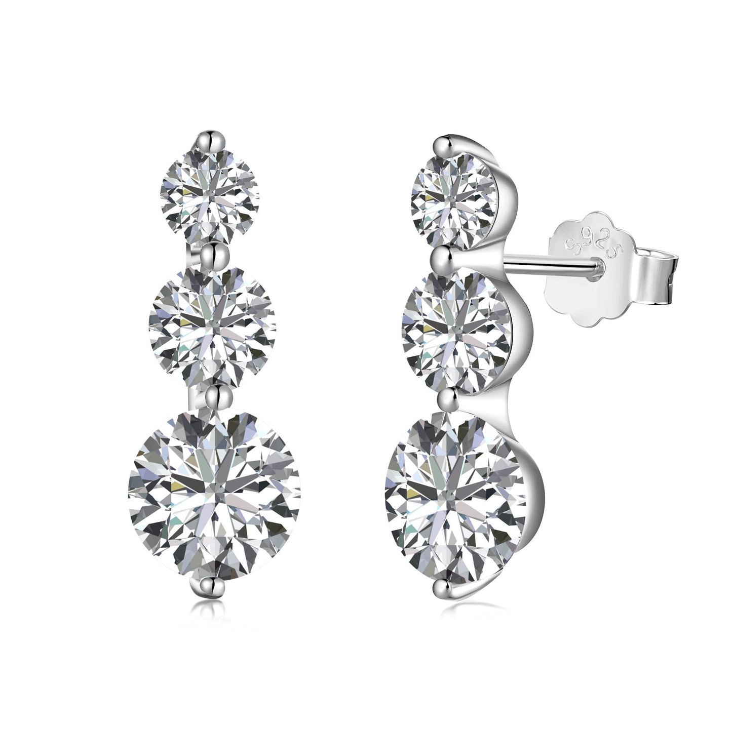 Ensemble collier et boucles d'oreilles en argent sterling S925 avec bague et zircon rond