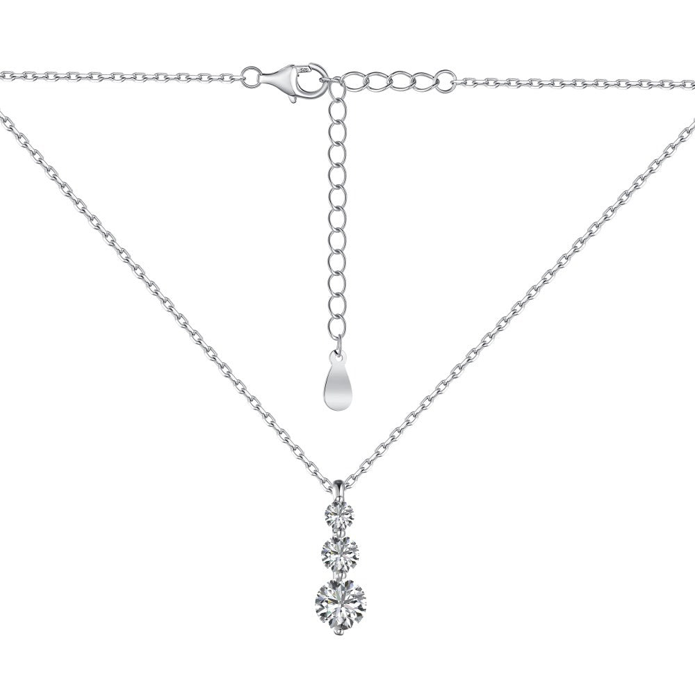 Ensemble collier et boucles d'oreilles en argent sterling S925 avec bague et zircon rond