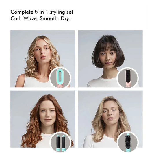 Sèche-cheveux 5 en 1 multifonction, nouveau design, avec barillet à boucler, brosse à air chaud, outil de coiffure