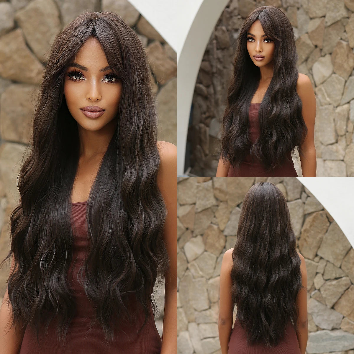 Perruques synthétiques longues bouclées gris cendré platine avec frange pour femmes, perruque afro ondulée profonde, perruque Lolita Cosplay, cheveux naturels résistants à la chaleur