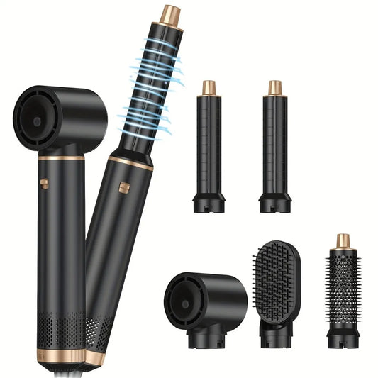 Sèche-cheveux haute puissance 5 en 1, multifonction, fer à friser automatique, brosse lissante, peigne à air chaud 1000 W
