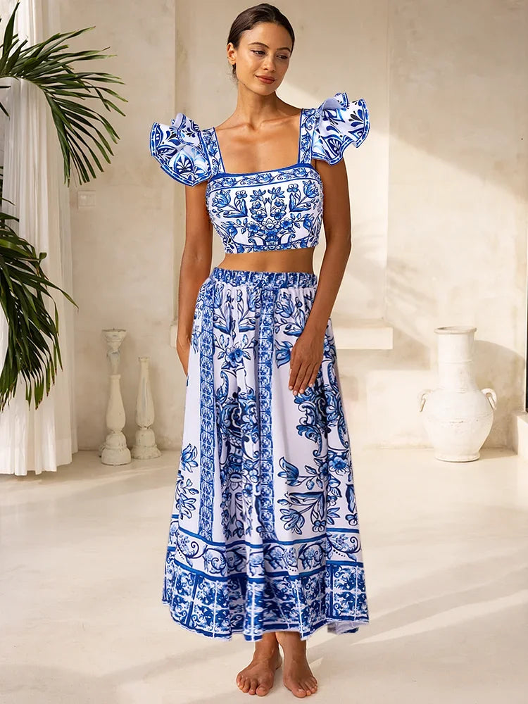 Maillot de bain et paréo imprimé vintage Flaxmaker 2025 pour femmes, élégant, sans manches, pour l'été