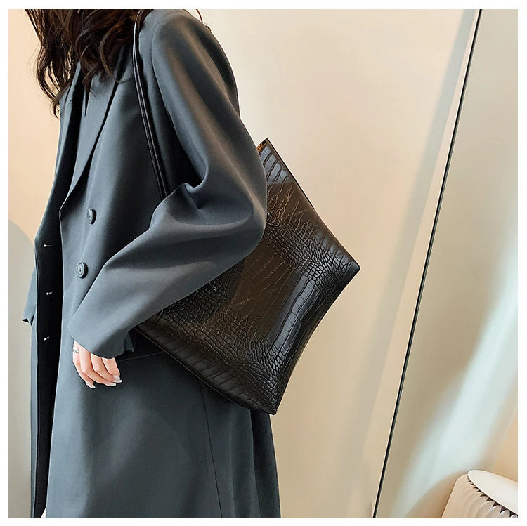 Grand sac à bandoulière en cuir PU pour femmes, sacs à main tendance de créateur, sacs fourre-tout