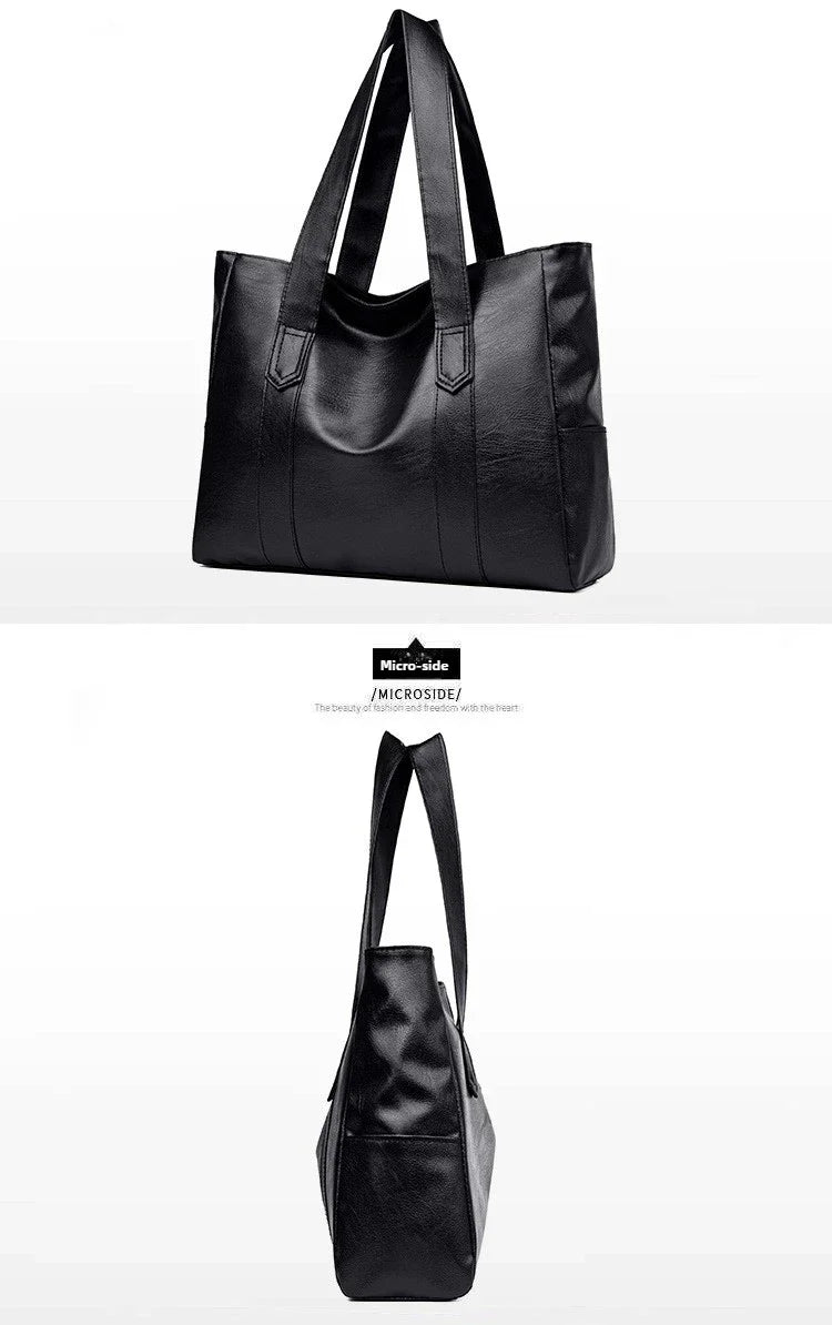 Grand sac cartable en cuir souple pour femme, classique, couleur unie, simple, décontracté, grande capacité, fourre-tout, sac à bandoulière simple