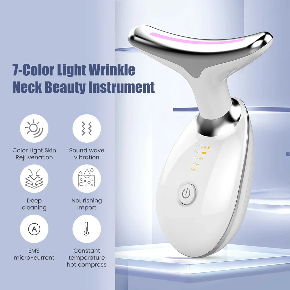 Appareil de beauté pour lifting du visage et du cou, appareil de massage facial EMS, thérapie par lumière LED, élimination du double menton, rajeunissement de la peau, raffermissement, anti-rides