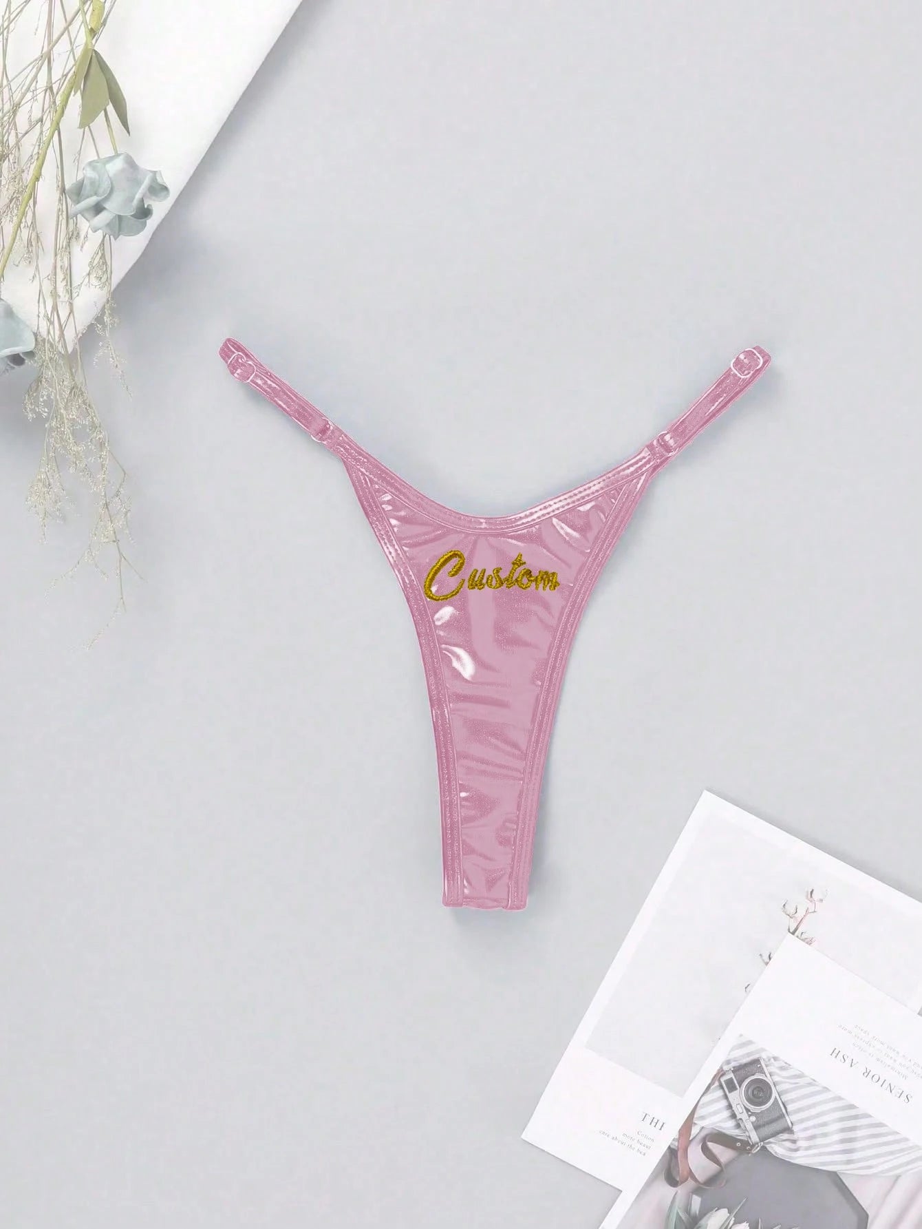 Bikini brésilien personnalisé, string sexy, lettres brodées, nom, culotte, chaînes de corps, maillot de bain, vêtements de plage, cadeaux