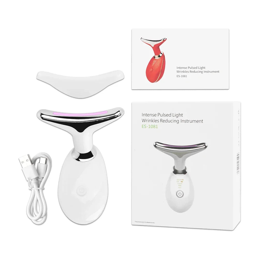 Appareil de beauté pour lifting du visage et du cou, appareil de massage facial EMS, thérapie par lumière LED, élimination du double menton, rajeunissement de la peau, raffermissement, anti-rides