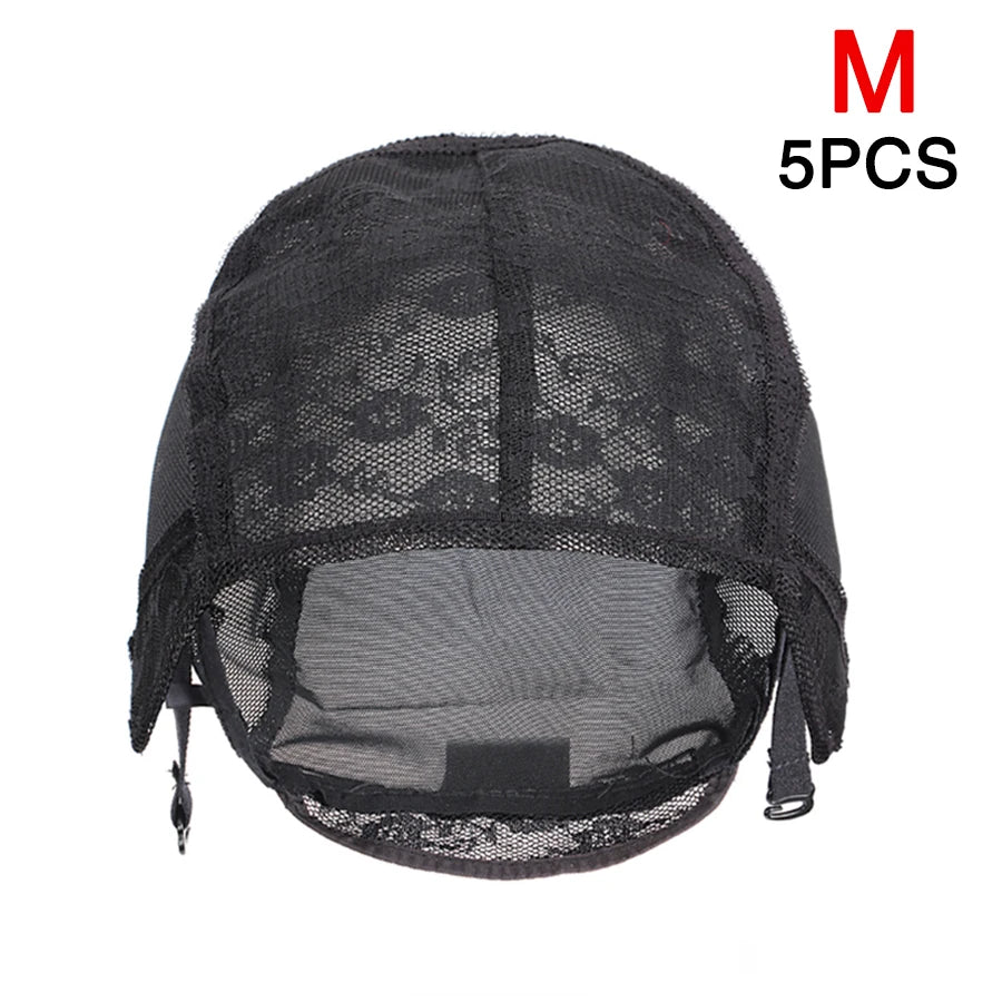 Lot de 5 bonnets de perruque en résille extensibles avec bretelles réglables pour la fabrication de perruques