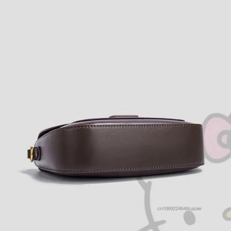 Sanrio Hello Kitty 2025 Nouveau sac à main carré en cuir souple pour femme, petit sac à main polyvalent de luxe marron clair