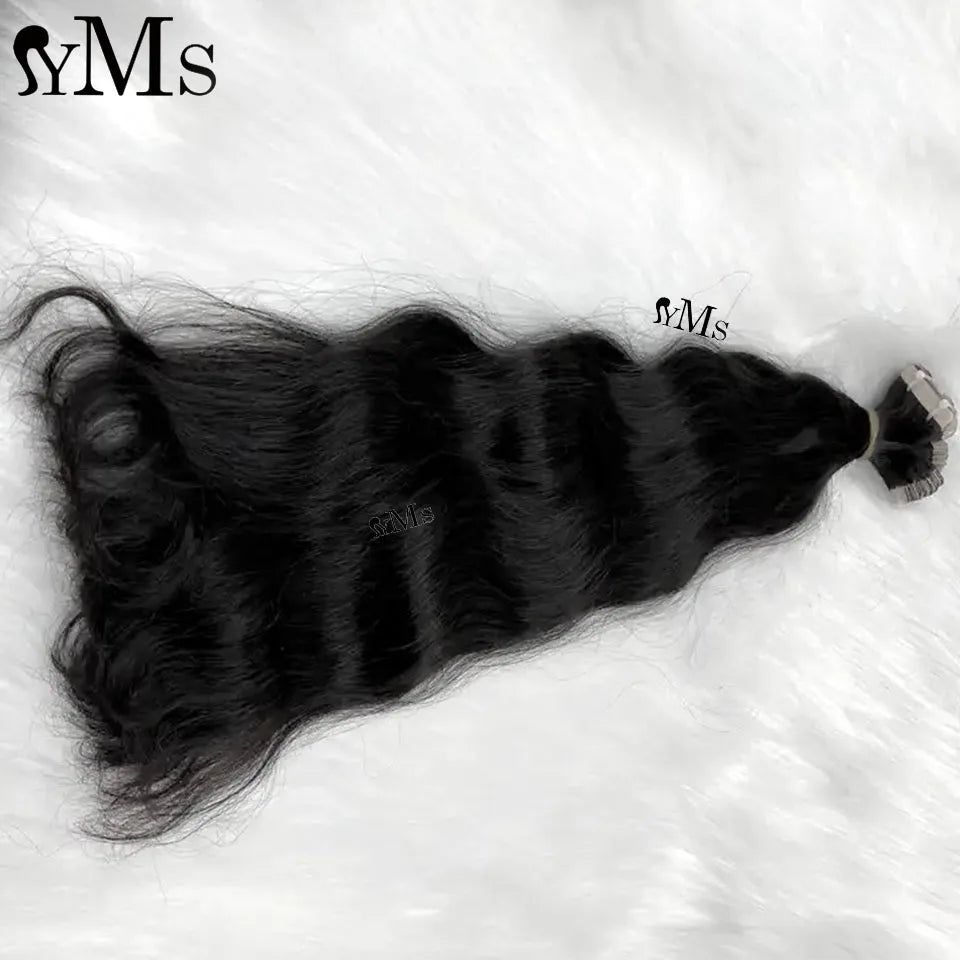 Extensions de cheveux à bande adhésive, cheveux humains ondulés YMS, cheveux indiens bruts, naturels, ondulés, sans couture, trame PU, pour femmes, pour salon