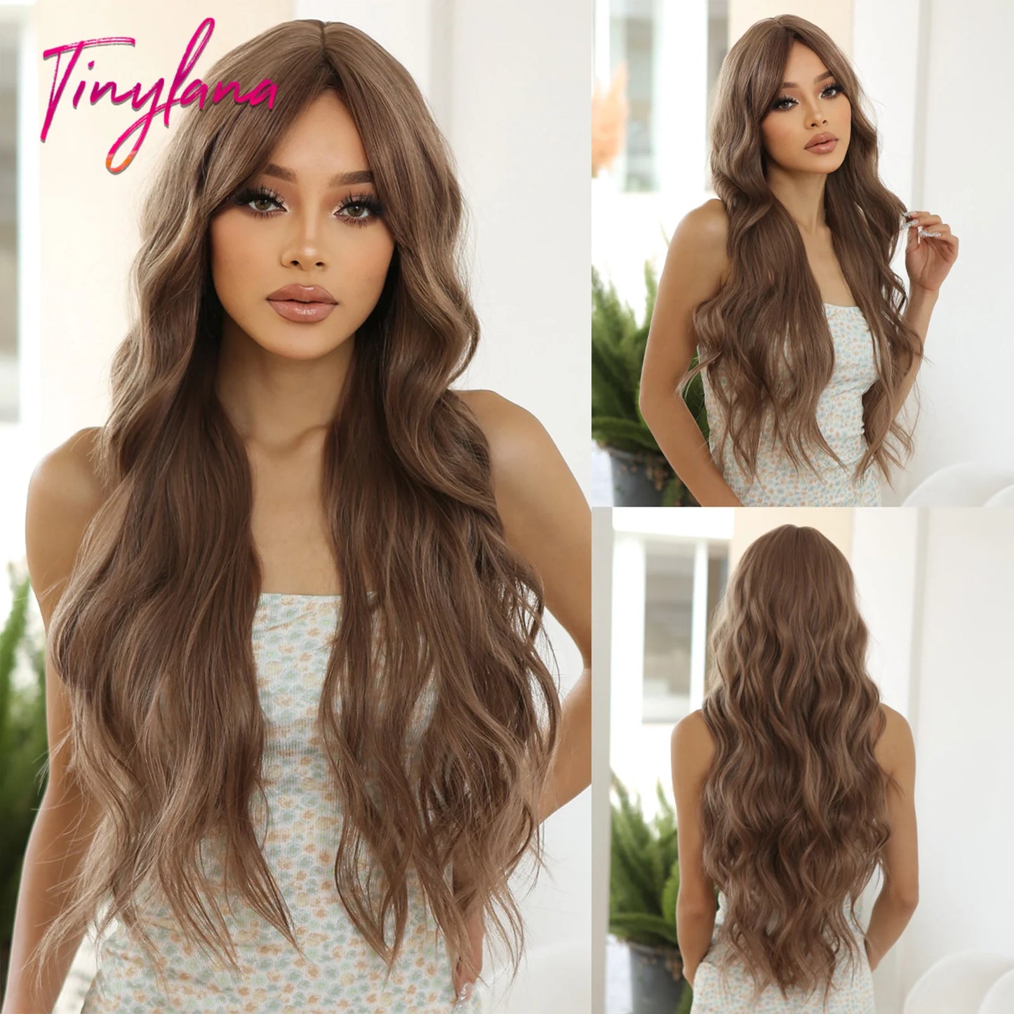 Perruques synthétiques longues bouclées gris cendré platine avec frange pour femmes, perruque afro ondulée profonde, perruque Lolita Cosplay, cheveux naturels résistants à la chaleur