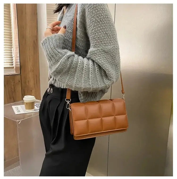 Sac à bandoulière tendance en cuir PU pour femme, petit sac à main classique avec poignée
