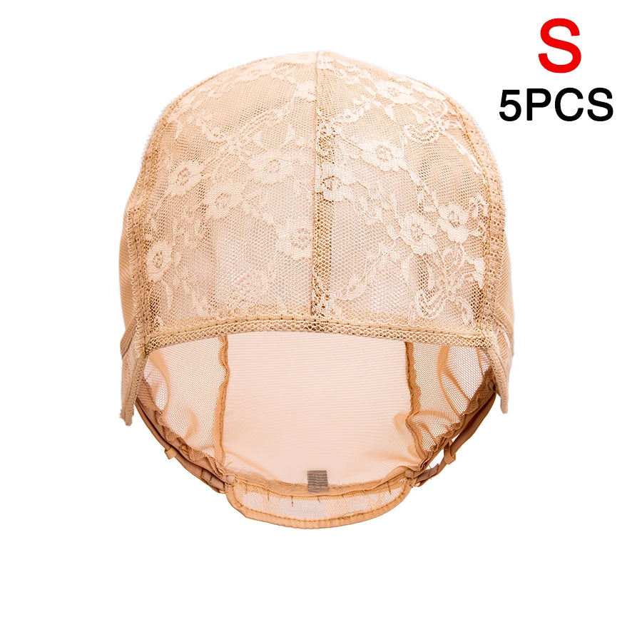Lot de 5 bonnets de perruque en résille extensibles avec bretelles réglables pour la fabrication de perruques