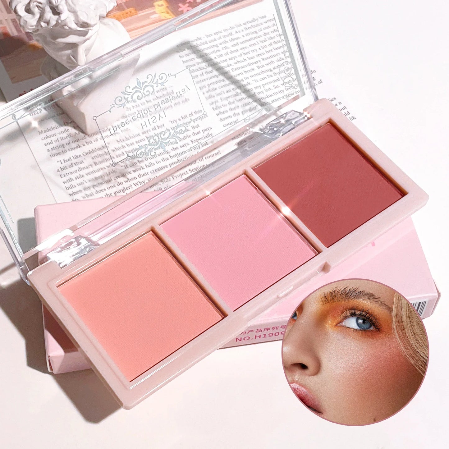 Fard à paupières 3 couleurs rouge joues nude maquillage naturel mat thé au lait orange maquillage longue tenue rendu des couleurs élevé invisible
