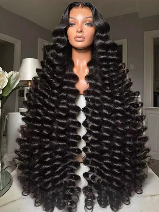 Perruque brésilienne naturelle ondulée 30/40 pouces, cheveux bouclés, densité 250 °C, 13x4, dentelle frontale HD 13x6