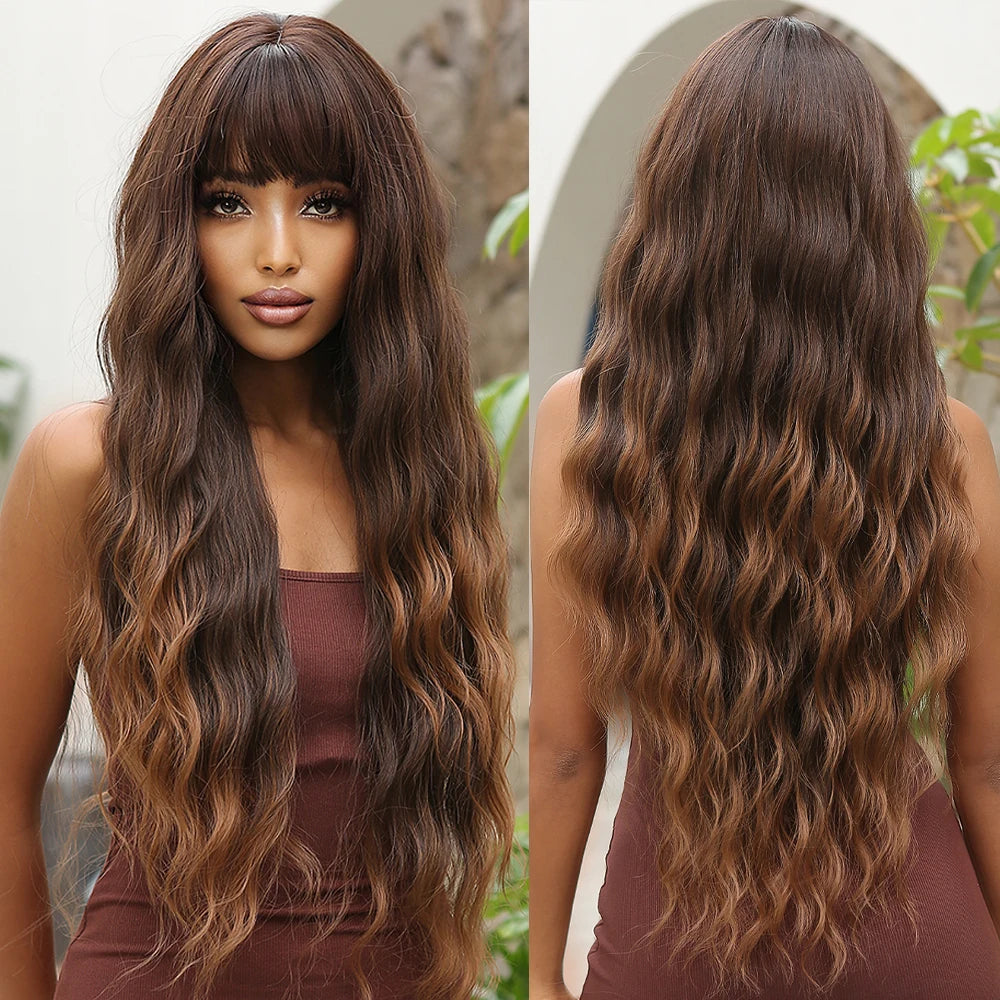 Perruques synthétiques longues bouclées gris cendré platine avec frange pour femmes, perruque afro ondulée profonde, perruque Lolita Cosplay, cheveux naturels résistants à la chaleur
