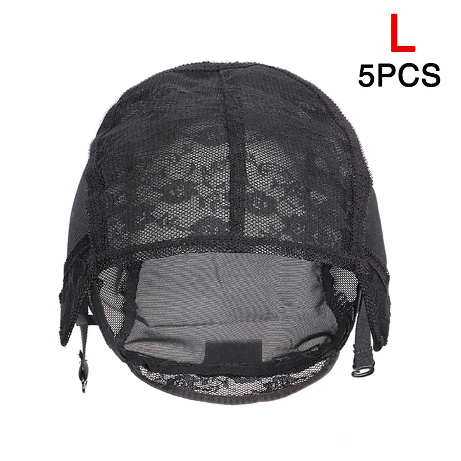 Lot de 5 bonnets de perruque en résille extensibles avec bretelles réglables pour la fabrication de perruques