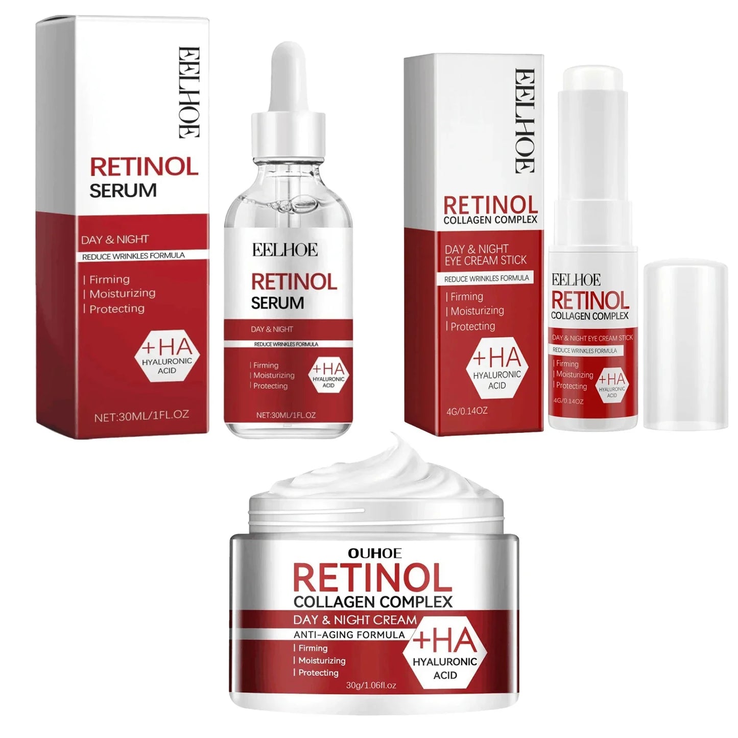 Kit anti-rides au rétinol pour le visage, raffermissement instantané, sérum anti-âge, estompe les ridules, blanchit et soigne la peau coréenne.