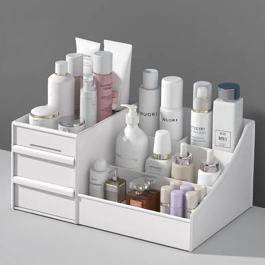 1 tiroir blanc pour maquillage, boîte de rangement, finition dortoir, étagère en plastique, cosmétiques, soins de la peau, coiffeuse, bureau