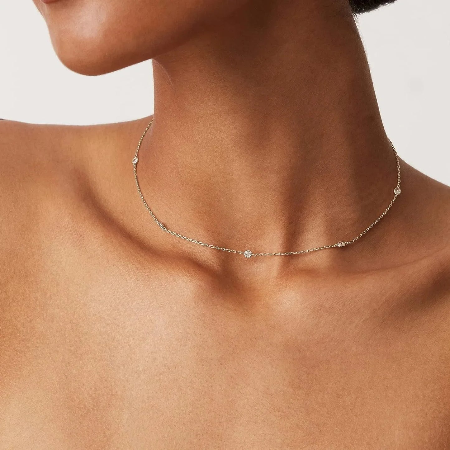 Collier de station plaqué or K, collier de diamant plaqué argent pour femmes, colliers de diamants simulés, cadeau pour femmes, chaîne CZ