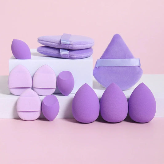 Lot de 12 éponges de maquillage en velours, forme triangulaire, pour le visage, pour les doigts, mini œuf de beauté, pour fond de teint liquide, accessoires de maquillage