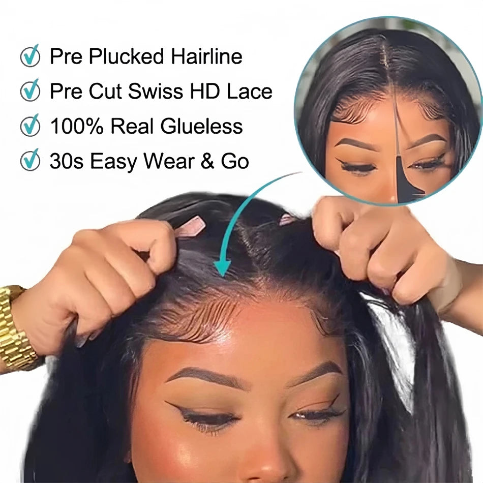 Perruques brésiliennes bouclées sans colle avec dentelle frontale HD 5x5, cheveux naturels, prêtes à porter, 30 à 32 pouces, perruques ondulées profondes avec dentelle frontale HD 4x4 pour femmes