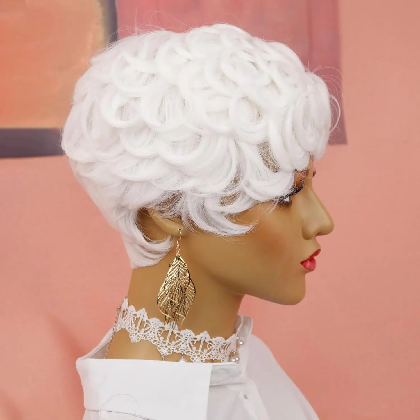 Perruques Pixie Cut pour femmes noires Perruque courte Pixie bouclée avec frange Perruques courtes blanches duveteuses pour femmes noires Perruques courtes blanches bouclées S