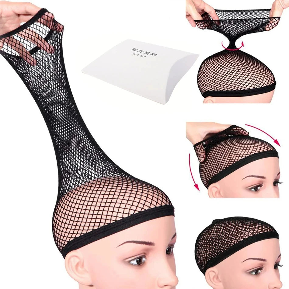 Lot de 2 bonnets en résille pour perruques noires et blondes, de bonne qualité, ouverts à une extrémité, pour femmes