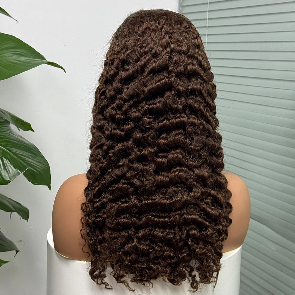 Perruque birmane bouclée ombrée 5x5, densité 300 %, cheveux humains à double trame, avec dentelle transparente sur le devant, pour femmes noires