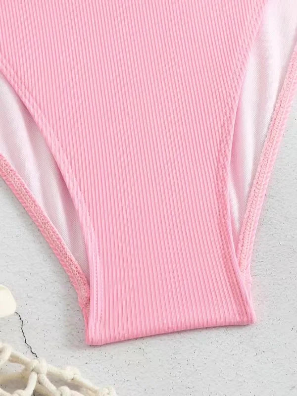 Aoaiiys Maillot de bain dos nu pour femme, monokini ajouré, lacé, string sexy, été 2025, plage, couleur unie, tendance