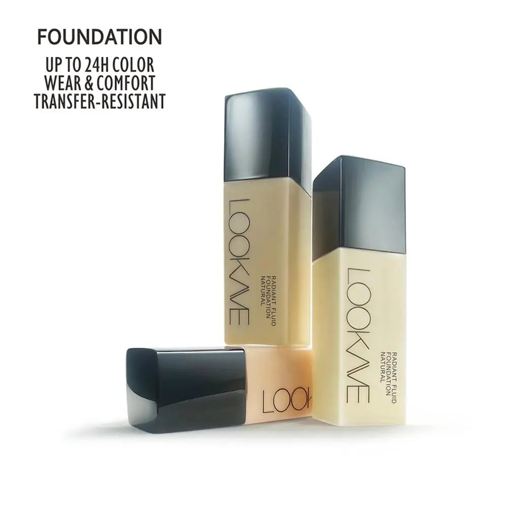 Fond de teint liquide LOOKAVE longue tenue, couvrance totale, crème mate, fond de teint CC, correcteur de maquillage, base liquide naturelle, hydratant