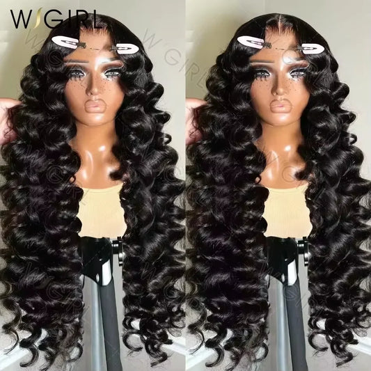 Perruque brésilienne ondulée de 30 à 32 pouces, cheveux humains bouclés, perruque frontale en dentelle HD 13x6, perruque frontale ondulée profonde pour femmes